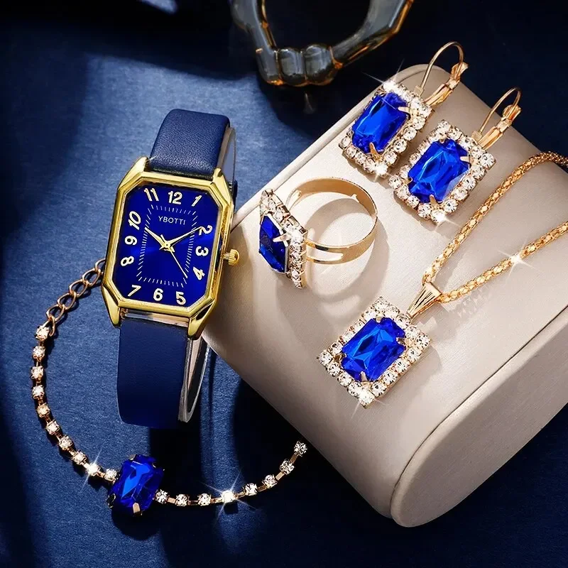 Luxury Watch Green - นาฬิกาแฟชั่นสุดหรูของผู้หญิงทรงสี่เหลี่ยมจัตุรัสนาฬิกาข้อมือควอตซ์สำหรับสุภาพสตรีสายหนังสีฟ้าแบบคลาสสิกเรียบง่ายสำหรับผู้หญิง relogio feminino