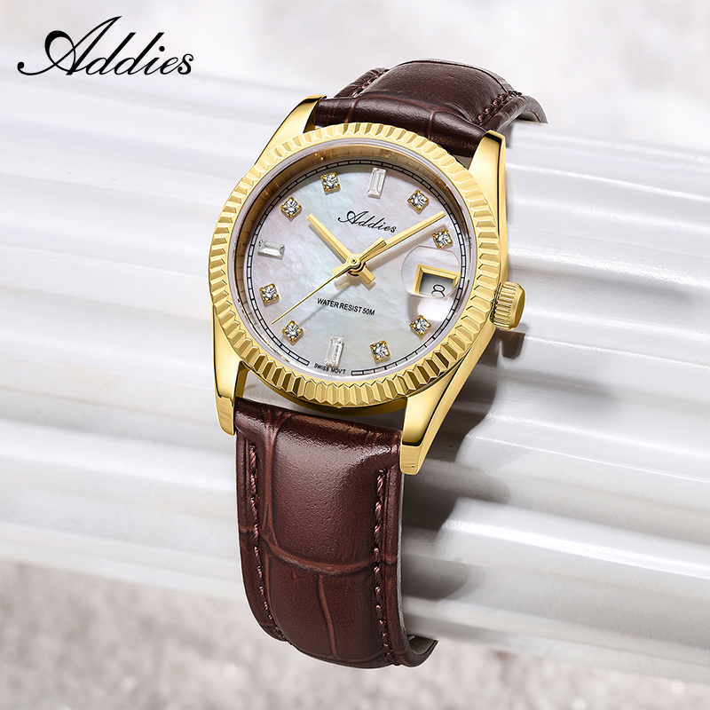 Luxury Watch Hand - แอดดี้ส์ 585 ควอตซ์นาฬิกาผู้หญิง 28 มม. คุณภาพสูงกระจกแซฟไฟร์