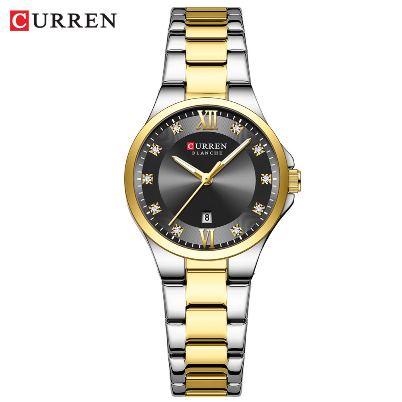 Luxury Watch Hand - CURREN นาฬิกาแบรนด์หรูของผู้หญิง นาฬิกาควอทซ์แบบเรียบง่าย นาฬิกาข้อมือวันที่อัตโนมัติ นาฬิกากันน้ำสำหรับผู้หญิง นาฬิกาเรืองแสง