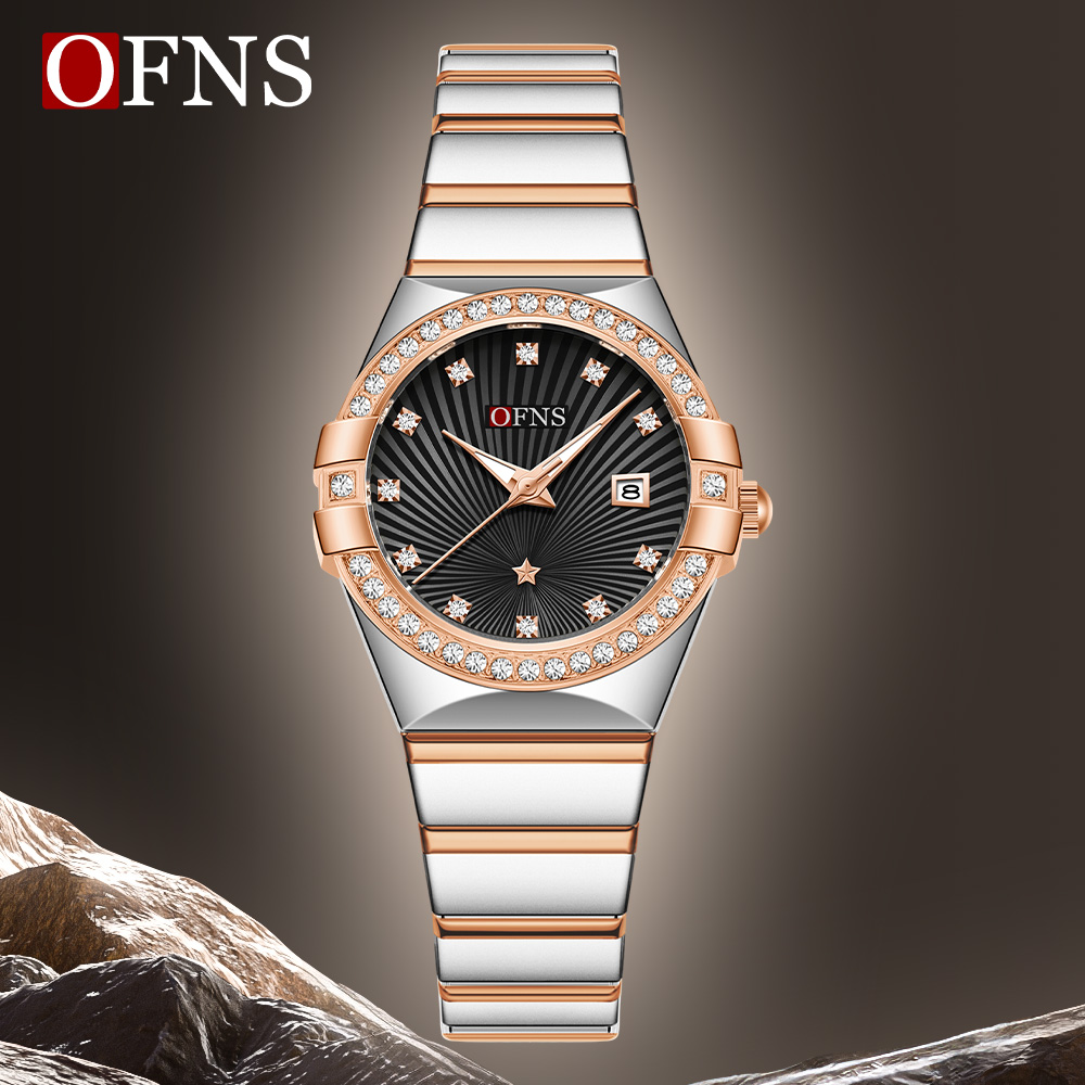 Luxury Watch Shop - นาฬิกาควอตซ์ผู้หญิง OFNS รุ่นใหม่ 1569 หรูหรา ประดับเพชร