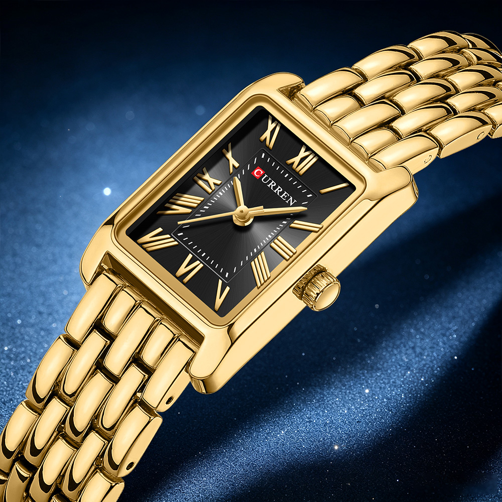 Luxury Watch Apple - CURREN นาฬิกาควอตซ์แฟชั่นหรูหราสำหรับผู้หญิง ดีไซน์เรียบง่าย หน้าปัดสี่เหลี่ยม คุณภาพสูง นาฬิกาผู้หญิงสำหรับธุรกิจ