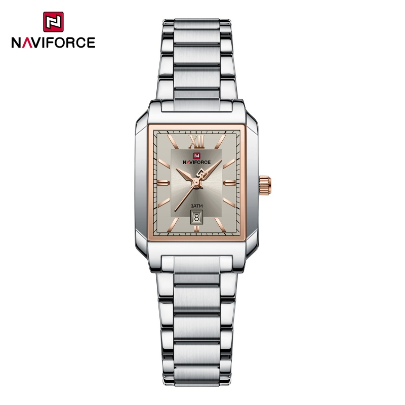 Luxury Watch Casio - NAVIFOECR แฟชั่นนาฬิกาลำลองสำหรับผู้หญิงสายสแตนเลสเข็มเรืองแสงแสดงวันที่ 3ATM กันน้ำของขวัญวันครบรอบนาฬิกา