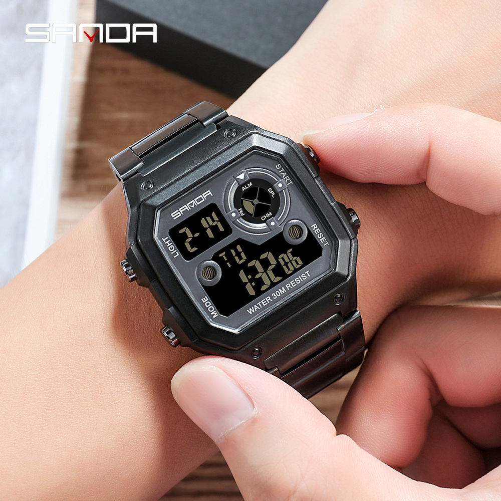 Luxury Watch Shop - SANDA นาฬิกาข้อมือผู้ชายทรงสี่เหลี่ยม ดีไซน์ทันสมัย สไตล์ทหาร ยอดนิยม กันน้ำ
