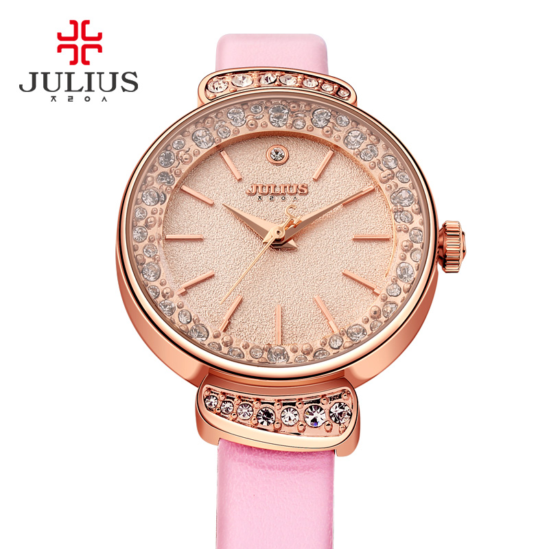 Luxury Watch In Japan - ไรน์สโตนนาฬิกาผู้หญิงญี่ปุ่นควอตซ์ชั่วโมงแฟชั่นสร้อยข้อมือหรูหราหนังแท้นาฬิกาของขวัญวันเกิดของหญิงสาวจูเลียสไม่มีกล่อง