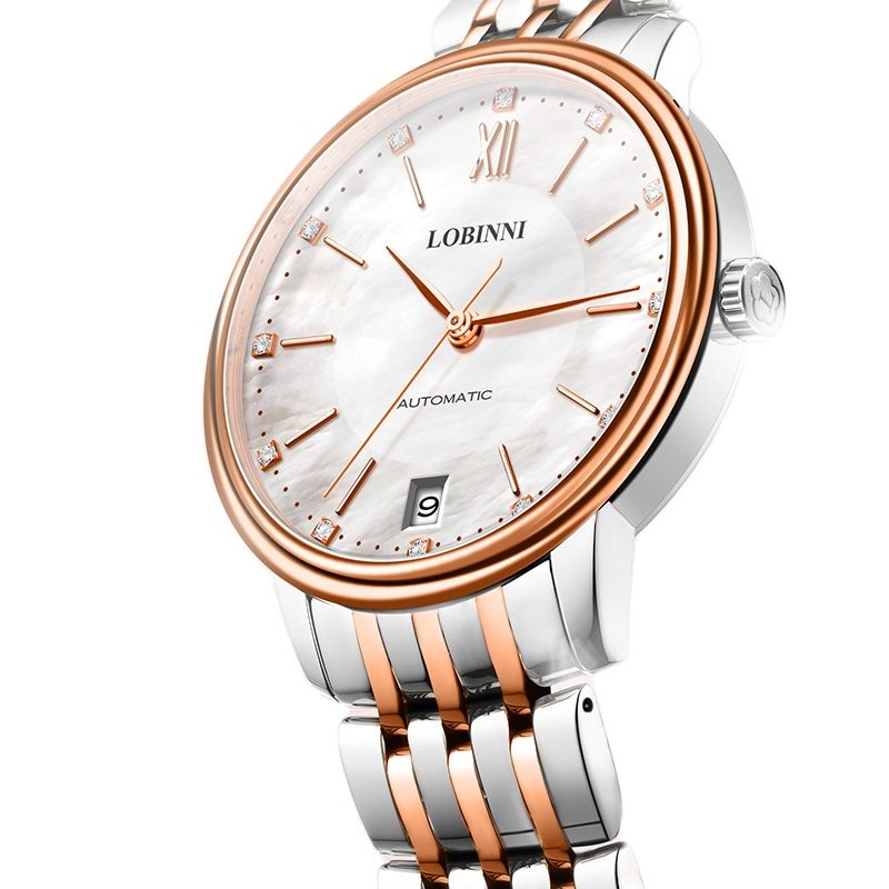 Luxury Watch In Japan - LOBINNI สุภาพสตรีนาฬิกากลไกอัตโนมัติเพชรแซฟไฟร์กันน้ำญี่ปุ่น MIYOTA การเคลื่อนไหว L2010 แบรนด์หรูนาฬิกาวันที่อัตโนมัติ