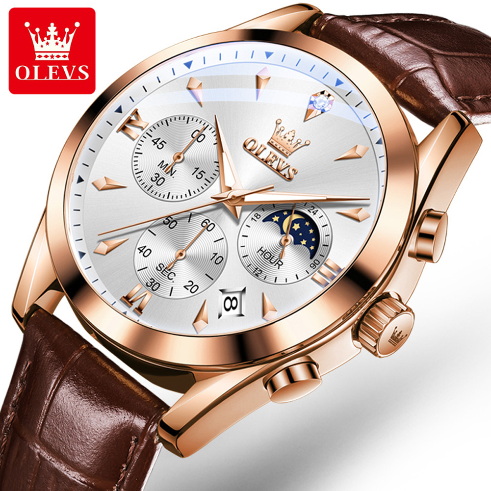 Luxury Watch Low Price - OLEVS ยี่ห้อใหม่แฟชั่นนาฬิกาควอตซ์ผู้ชายหนังกันน้ําปฏิทินหรูหรา Chronograph นาฬิกา Mens Relogio