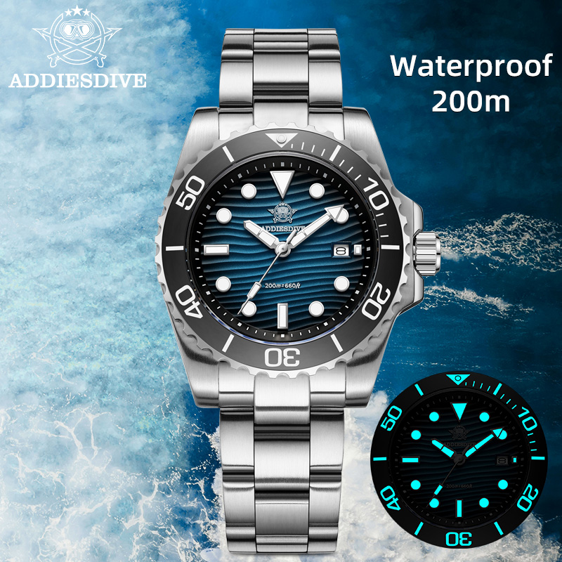 Luxury Watch Hand - นาฬิกาควอตซ์ ADDIESDIVE รุ่น 2115 สำหรับผู้ชาย หน้าปัดสีทราย