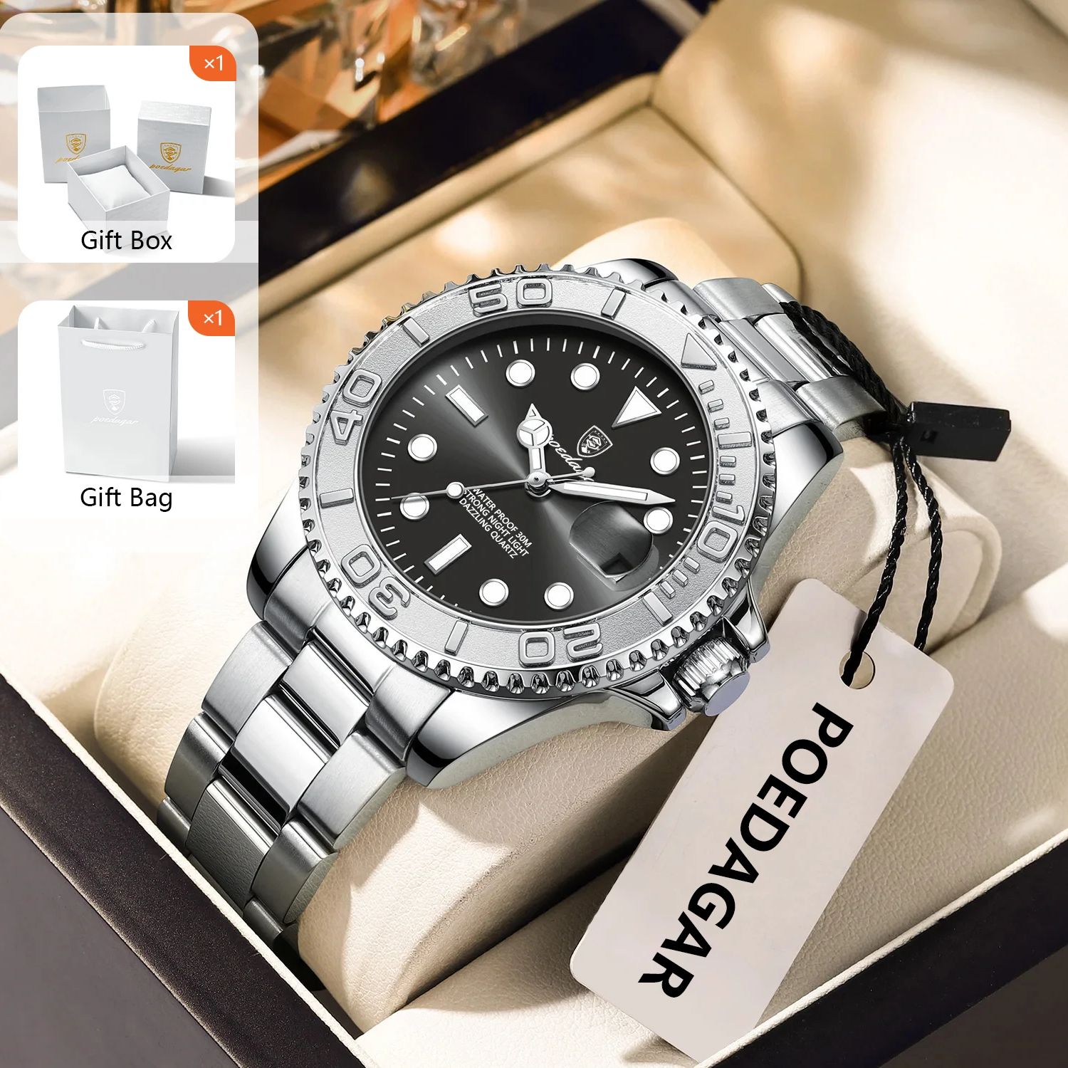 POEDAGAR อินเทรนด์กีฬาผู้ชายนา - Luxury Watch Hand บทวิจารณ์และราคา