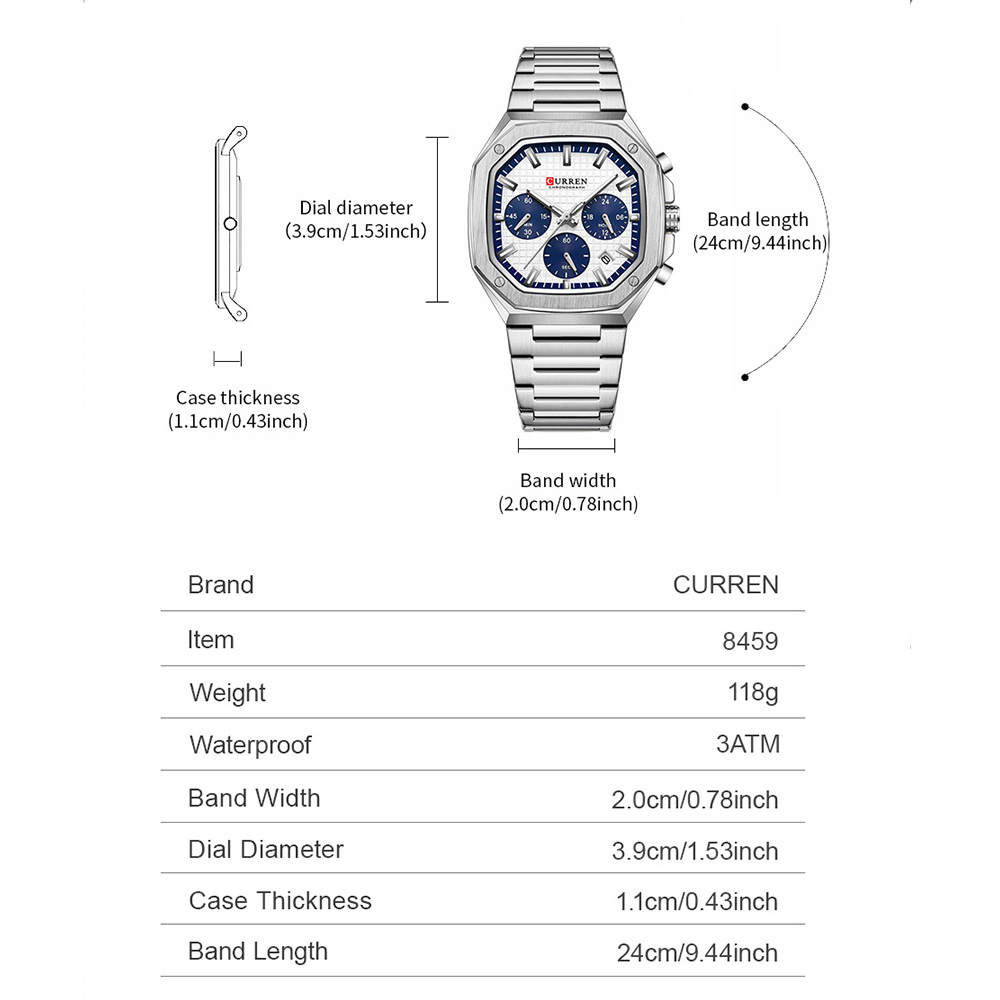CURREN นาฬิกาโครโนสแควร์สุดหรู - Luxury Watch Hand บทวิจารณ์และราคา